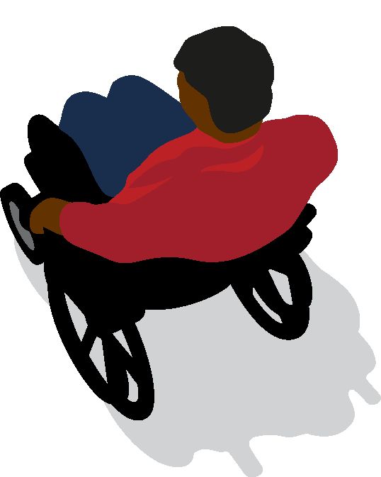 A graphic of a person in a wheelchair